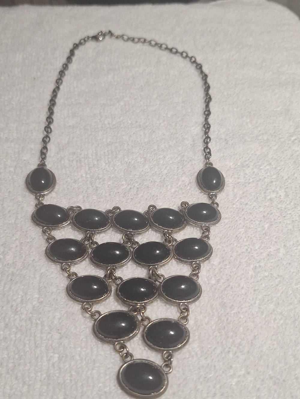 Statement Black Oval Cascade Necklace & Braclet set - Unbranded